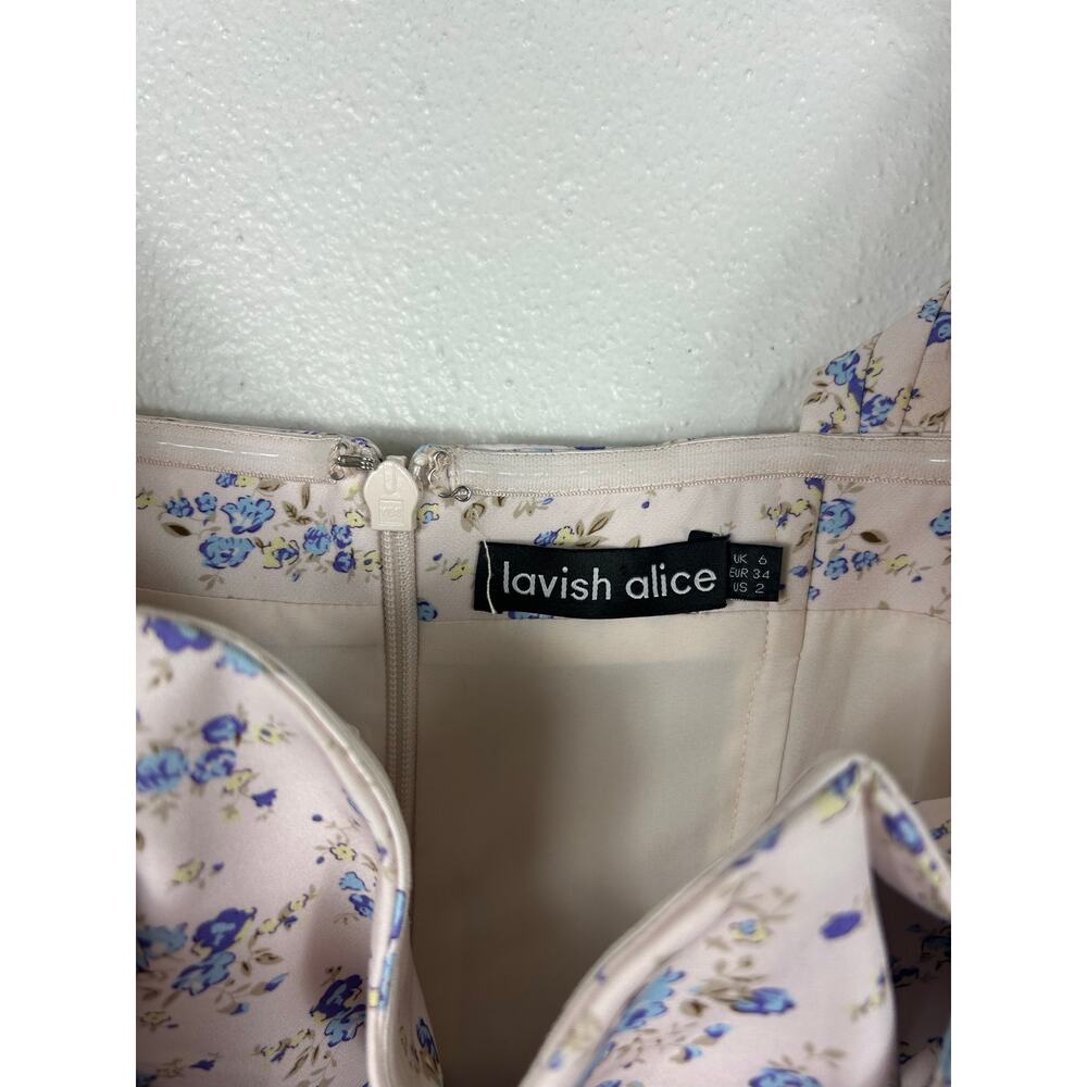 Lavish Alice Bardot Cowl Neck off the Shoulder Cocktail Dress Ditsy Floral Sz 2 - Picture 6 of 9